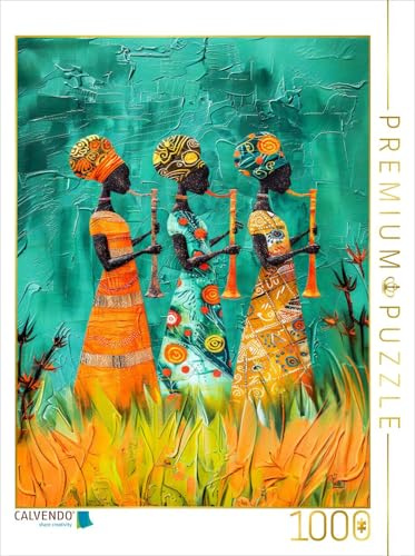CALVENDO Puzzle Farbenfrohe afrikanische Damen Spielen Musik | 1000 Teile Lege-Größe 64 x 48 cm Foto-Puzzle für glückliche Stunden
