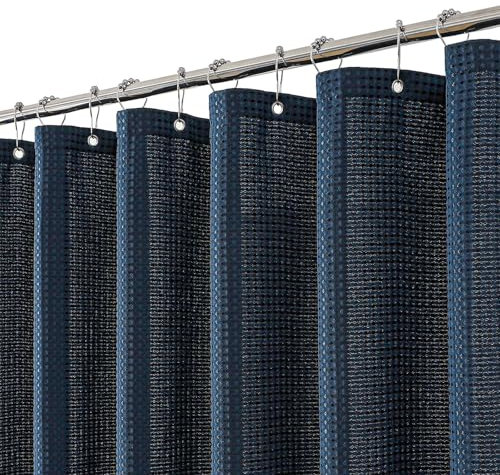 Tenda da Doccia Meioro Blu Marino, Tessuto Waffle 256GSM, Resistente alla Muffa, 180 x 240 cm, per Bagno di Lusso