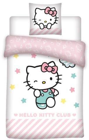 Aymax Hello Kitty Club Bettwäsche, wendbar, Bettbezug 140 x 200 cm + Kissenbezug 65 x 65 cm, 100 % Baumwolle