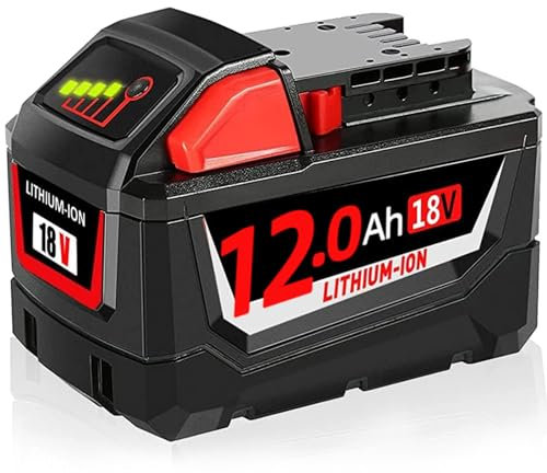 1X12Ah 18V Ersatzakku für Milwaukee M18 Akku Pack mit M18 Ladegerät Kompatibel mit Milwaukee M18 Lithium Akku 48-11-1890,48-11-1850, 48-11-1828, 48-11-1820,48-11-1815 Cordless Tools (12.0-1-1)