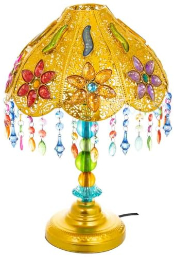 WANDERLUST DECO Lampe aus Metall und bunten Acrylglasperlen, 30 x 30 x 50 cm