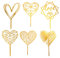 6pcs Cake Topper Dekorationen, Happy Anniversary Gold Heart Form Cupcake Toppers für Hochzeit Brautjubiläum Themenparty