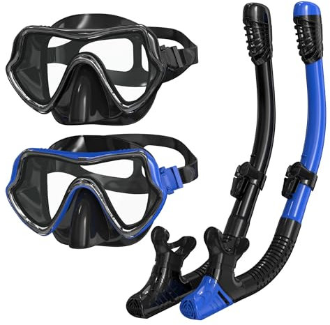 G2RISE SN02 Schnorchelset Erwachsene - Tauchermaske Taucherbrille Trockenschnorchel mit Breath Easy Airflow Tech & Anti-Fog Design für Herren und Damen (Kommt mit einem zusätzlichen Mundstück)