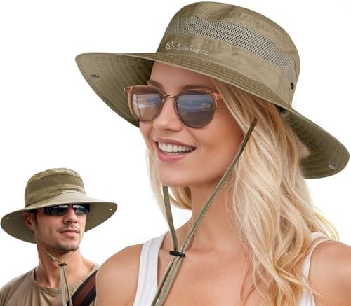 J.Fée Sonnenhut Damen UV Schutz 50, Sonnenhut Herren Sommerhut Damen Sommerhut Auch Safari Hut Herren Wanderhut Anglerhut Outdoor Hut Gartenhut,Khaki