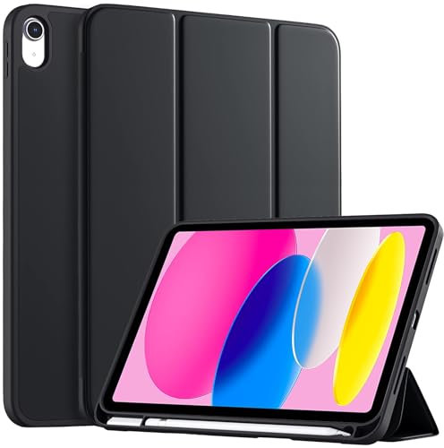 EspZanthic Custodia Cover Compatibile con iPad 11a Generazione (A16) 11 Pollici (2025) / iPad 10a Generazione 10.9 Pollici (2022) Ultra Sottile Retro Cover con Portapenne, Nero
