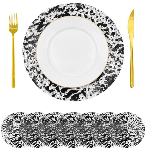 LUKDUNG 50 Stück Einweg-Tischsets, Schwarz Papier Platzset, 33cm Rund Platzteller, Platzdeckchen Ultradünn, Einweg-Platzset Dekorative für Party, Esstisch, Hochzeit, Geburtstag, Home