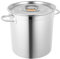 BAOCHADA Juego de ollas de acero inoxidable, 35 L, cacerola grande de 35 cm de diámetro x 36 cm de diámetro, ollas de acero inoxidable con tapa, olla grande para todo tipo de cocinas y cocinas grandes