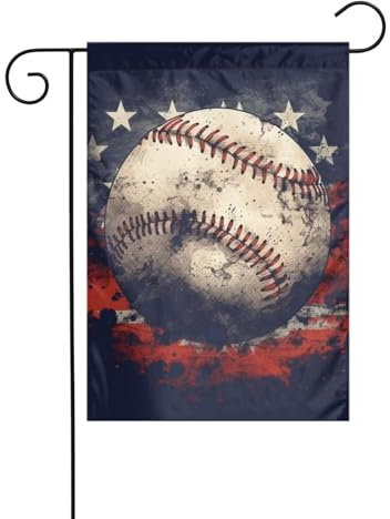 Bandera americana vintage de béisbol para jardín, 30 x 45 cm, doble cara, para exteriores, de bienvenida, para fiestas, decoración de jardín.