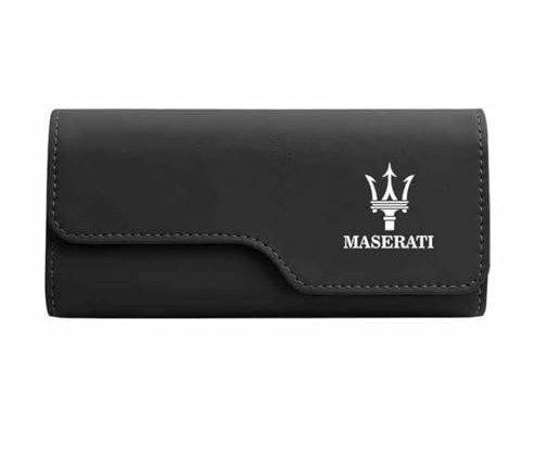 TDQTVH Car Sun Visor Sunglasses Case for Maserati Ghibli/Quattroporte/Grecale/Levante Car Glasses Case Storage Sunglass Holder Glasses Storage Case Visor Accessories,Black
