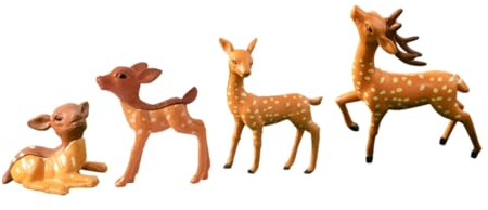 EPIGEIST Miniatur Hirschfigur 4 Stück PVC für Mikrolandschaft und Garten | Feine Ausführung, Klassische Form, Realistische Optik, Selbstgemacht Dekoration, für Minigarten, Blumentopf und Szene