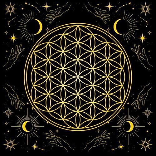 RWAJZAX Tarots Tischdecke, Wahrsagungen, Tischabdeckung, Astrologie, Orakel, Brettspiel, quadratische Form, Pendeltuch, Tarotkarte, Pat zum Lesen von Wahrsagungen, Brettspiel, Astrologiematte