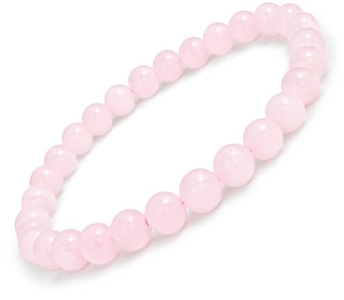 L'Atelier d'Eva Bracelet Quartz Rose Femme – Pierre Naturelle Véritable en Perles Rondes 6 mm – Bracelet Pierre Naturelle – Bijou Élégant – Cadeau Femme