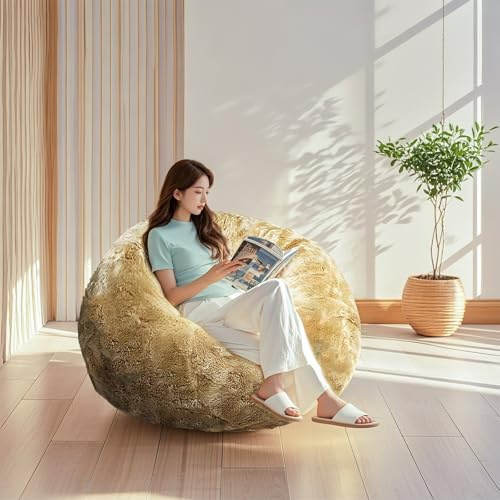 Ersatzbezug für Pouf, luxuriöser Kunstfell-Schonbezug, leer, nur ohne Füllung, ideal für Wohnzimmer, Schlafzimmer, Bodenstuhl, Liege (121,9 cm)