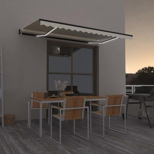 Automatische Markise mit & Windsensor 400x350 cm - Pulverbeschichtetes Aluminium & 100% Polyestergewebe mit PU-Beschichtung - Perfekter Sonnenschutz für Terrasse und Garten