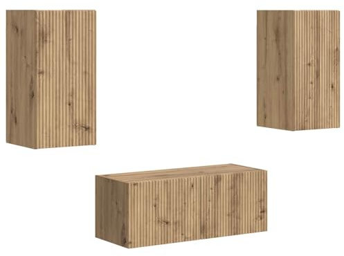 ULUYYUC Fernsehschrank-Set Wandmontage 2-TLG Artisan-Eiche 78,5x31x30 cm Holzwerkstoff Modernes Design Stauraumwunder für TV & Deko im Wohnzimmer