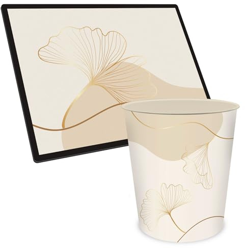 itenga Business Office Serie Schreibtisch-Set 2-teilig – Schreibunterlage 40x53cm und Papierkorb 15L (beige)