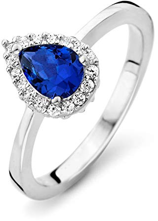 Orphelia Damen-Ring 925 Silber rhodiniert Zirkonia blau Tropfenschliff Gr. 60 (19.1)-ZR-7226/SA/60