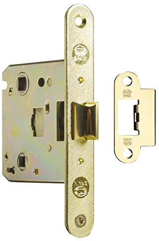 Amig - Picaporte Unificado de Entrada - 50 mm - Acero - Dorado - Con Lengüeta Reversible - Para Puertas Interiores de Baños, Cocinas y Habitaciones