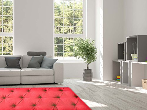 Teppich Fellimitat Capitone rot PVC verschiedene Maßnahmen | Teppichboden PVC | Boden vinilico | Zuhause 95 x 120 cm