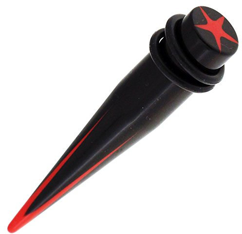 Monster Piercing 00-Gauge - 10MM rot Sterne Inlay Acryl direkt Kegel Expander Bahren Ohrst?psel