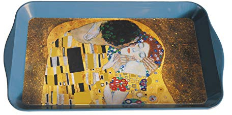 Gustav Klimt Tablett aus Metall, Rechteckig, Silver, Dekorative Gestaltung, Klassisch, ca. 31,5x2x2 cm