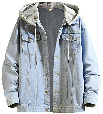 Veste en Jean Homme Automne Hiver 2019,OverDose Hoodie Hommes Sweats à Capuche Casual Denim Jacket Manteaux
