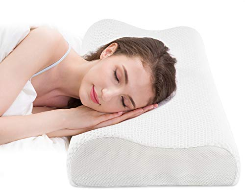 Fityou Memory Foam Kopfkissen, Nackenstützkissen Sandwich Kissen Ergonomisches Schlafkissen Abnehmbarer und Waschbarer Kopfkissenbezug Geeignet für Rücken- und Seitenlage