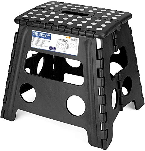 HOUSE DAY Sgabello Pieghevole 33cm - Nero, Portatile, da Calcio, Kick Bar, da Bagno, da Piede