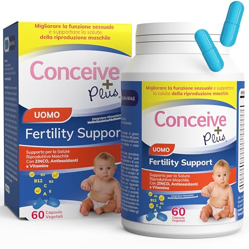 Conceive Plus Supplementi di Fertilità per gli Uomini - Conteggio e Mobilità degli Spermatozoi - Maca, L-Arginina, Zinco, Folati, Acido Folico e Magnesio - Vitamine, 60 Capsule, Fornitura di 30 Giorni