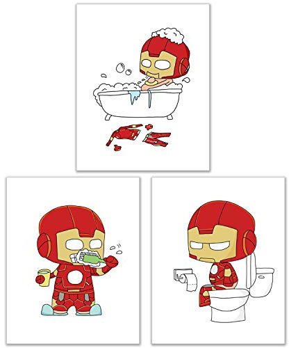 Iron Man Badezimmer-Fotos, 3er-Set (20,3 x 25,4 cm) Tony Stark Posterdrucke