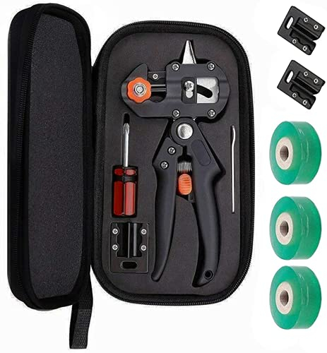 Pfropfen Werkzeuge, professionelle Pfropfen Werkzeuge Grafter Pruner Kit Garten Obst Baum Beschneiden Pfropfen Scheren 2 in 1 Schere Schneiden Tool Kit Set mit 3 Austauschbare Klingen Bänder