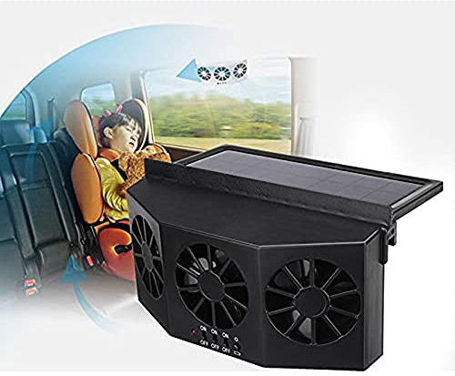 TOTMOX Enfriador de aire con 3 ventiladores, extractor eléctrico solar, sistema de ventilación de refrigeración con salida de aire para ventana de coche