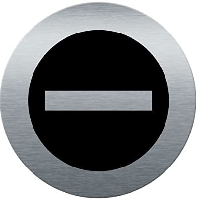 AUA SIGNALETIQUE - Plaque de porte Aluminium brossé imprimé AluSign Ø 85 mm - épaisseur. 3 mm - Double Face adhésif au dos (Sens Interdit)