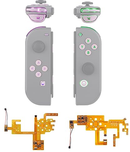 eXtremeRate DFS LED Kit pour Joycon(PAS UN Joycon), Boutons ABXY Trigger Lumineux Multicolores pour Nintendo Switch 7 couleurs 9 modes pour Nintendo Switch & Switch Modèle OLED