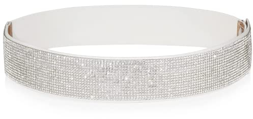 YooAi Strass Elastischer PU Ledergürtel Glänzender Kristall Stretch Taillengürtel Breites Taillenband für Frauen Kleid