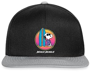 Spreadshirt Peanuts Snoopy Cool Surfen Snapback Cap, One Size, Schwarz/Grau