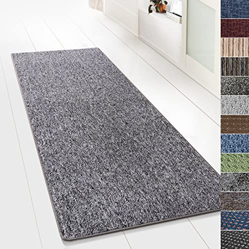 KARAT Teppich Läufer für Küche, Flur & Wohnraum - Teppichläufer auf Maß - Meterware - Flurteppich - Küchenläufer - Wohnzimmer Teppich (80 x 1000 cm, Turbo - Grau)