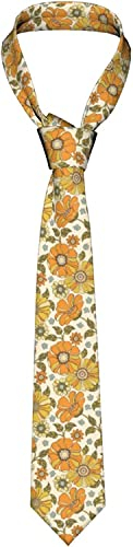 Torribala Herren Krawatten bunte Retro 70er Jahre Blume Herren Krawatten Polyester Neuheit schmale Krawatte für Hochzeitsfeier Bräutigam Trauzeugen
