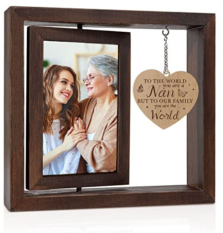 Nan Gifts for Christmas, 4x6 Rotating Picture Frame Gifts for Nan, Nana Nanny Gift from Grandchildren, Birthday Mothers Day Thanksgiving Christmas Presents for Grandma, Nana, Nanny