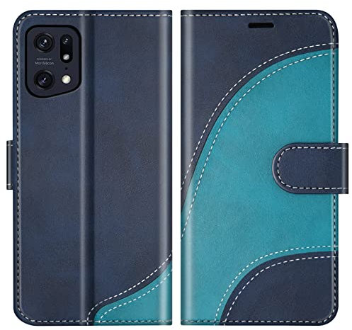 BoxTii Coque pour Oppo Find X5 Pro, Portefeuille Etui en Cuir PU, Magnétique Protection Housse Coque pour Oppo Find X5 Pro, Bleu
