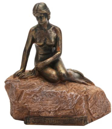 MOCIUN Dänische Meerjungfrau-Imitation, Bronze-Skulptur, bemalt, kreative Heimtextilien, Meerjungfrauen-Harz-Statue, Wohnzimmerdekoration, Basteln