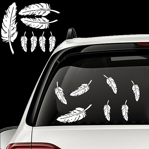 7 Stück Autoaufkleber Federn Abdeckung Kratzer, Nouiroy personalisierte kreative Dekoration Aufkleber für Autos Aufkleber Stoßstange Aufkleber 3D Auto Karosseriebedarf Aufkleber (weiß)