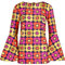 Madcap England Women's Retro 60s 70s Flared Bell Sleeve Printed Top Shirt Blouse Stargaze MC1016 (UK, Numeric, 10, Regular, Regular, Purple/Multi Retro Daisy)