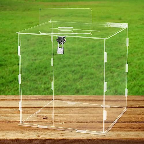 ZOHIKO Urne de mariage en acrylique avec serrure - Tirelire transparente pour fête, remise de diplôme, fête prénatale, anniversaire de mariage