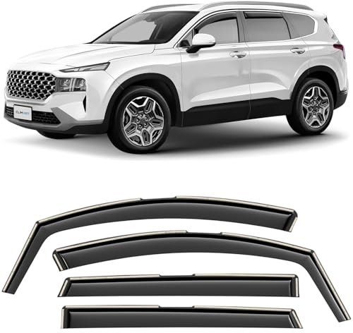 CLIM ART en Canal Deflectores de Aire para/compatible con Hyundai Santa Fe 2019-2024 IV - Deflectors Ventanilla - Accesorios Coche -Derivabrisas -Deflectores de Viento - Cortavientos Ventana Coche-4ud