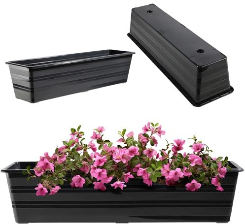 KADAX Jardinière de 60 cm - Anthracite - En plastique résistant aux intempéries - Pour balcon, fleurs, herbes