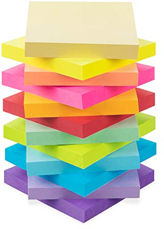 Agoer 12 Stück Haftnotizen 76x76mm, 12 Farben Super Sticky Notes Selbstklebende Haftnotizzettel Klebezettel Bunt Zettel Farbig Notizzettel für Büro Haus, 1200 Blatt Insgesamt