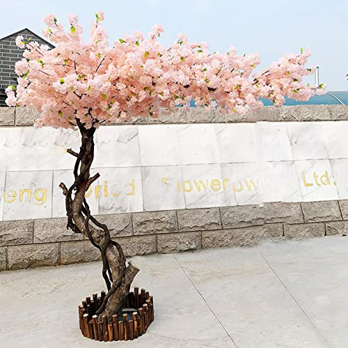 Künstlicher Kirschblütenbaum, Sakura-Baum, weinender Kirschbaum, künstliche Kirschblüten-Kunstpflanzen, künstliche Bäume mit echten Holzstämmen und lebensechten Blättern, Nachbildung B-1,8 x 1,2 m