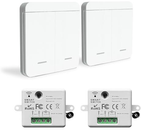 Bkiyougo interrupteur sans fil, prise telecommande sans fil, interrupteur de sécurité de l'émetteur RF et contrôleur de récepteur 10A, installation facile pour lampe jusqu'à 1500W
