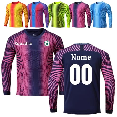 OPUTWDF Personalizza La Maglia Portiere per Bambini, Divisa Portiere Personalizzate per Uomo con Il Nome del Numero, Il Logo della Squadra, La Maglia da Portiere